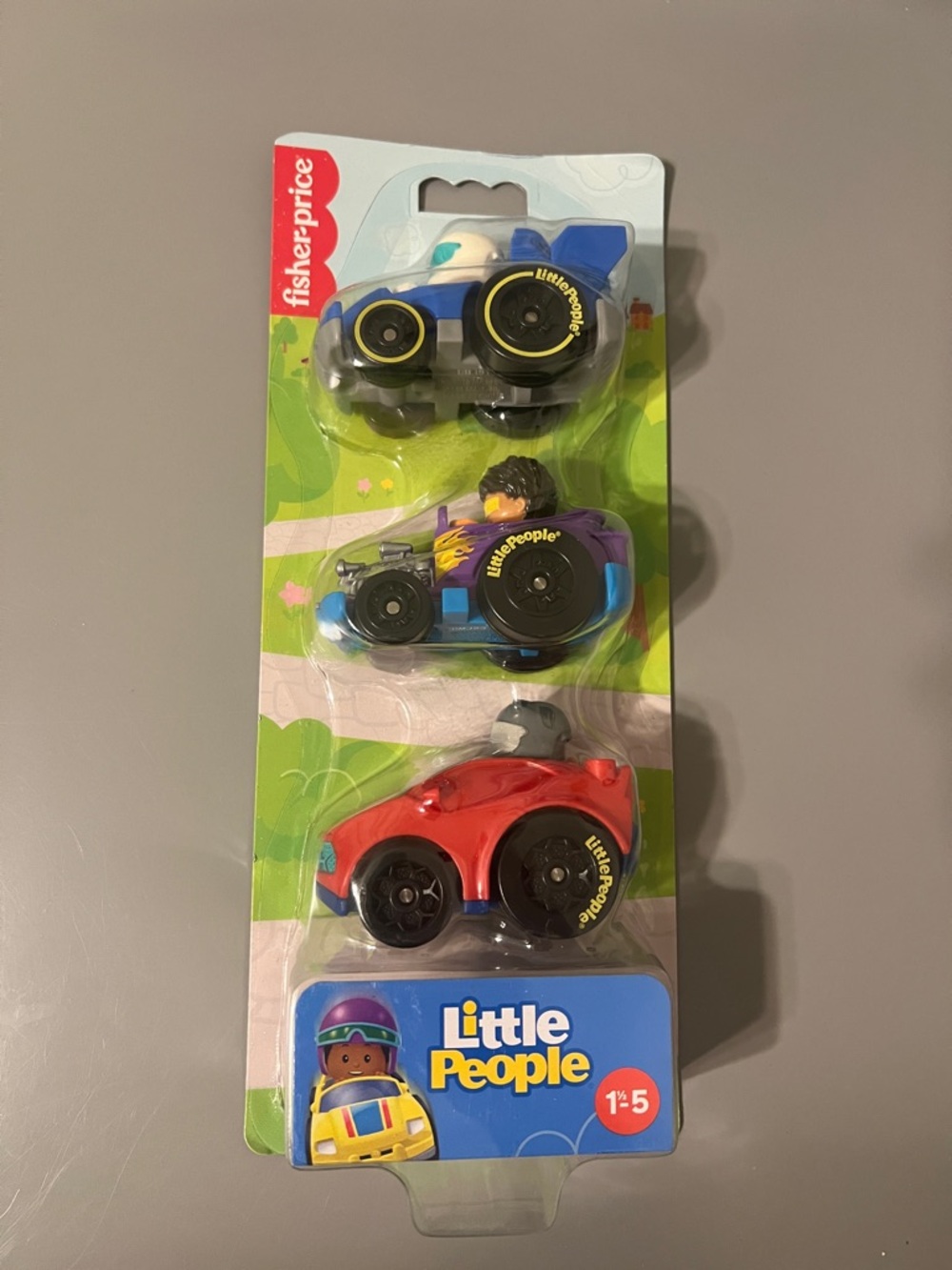 Fisher-Price Little People 3-Pack Toy Cars - Blue, Purple, Red